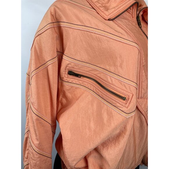 Vintage 90s Ellesse Women's Orange Windbreaker Ski Jacket w Zip & Snap Sz S - Picture 4 of 9